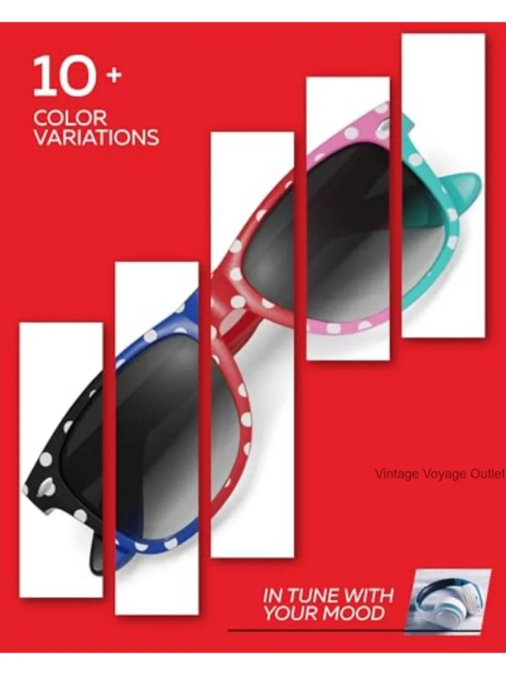Vintage Polka Dot Sunglasses for Women UV400 Polycarbonate Frame Wayfarer Style